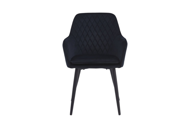 2 Stück Esszimmerstuhl - Laura - Schwarz - Samt