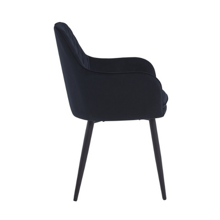 2 Stück Esszimmerstuhl - Laura - Schwarz - Samt