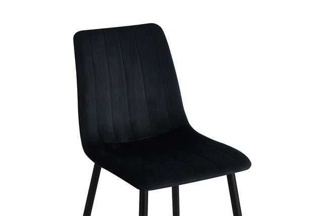 2 Stück Esszimmerstuhl - Eline - Schwarz - Samt