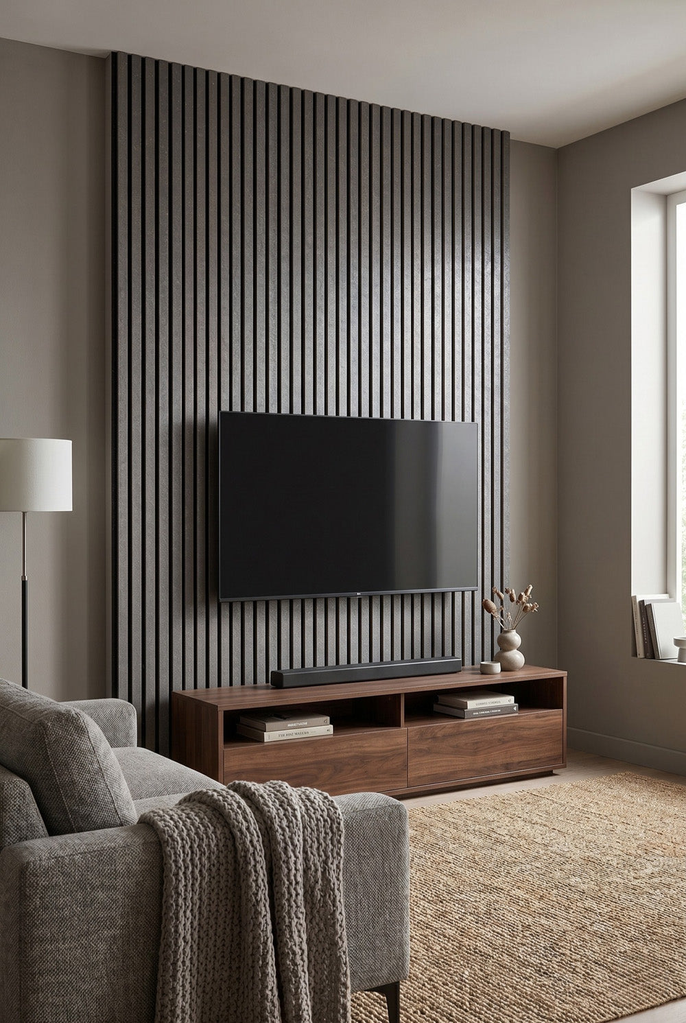 Silver Night - MDF & Vilt & 3-zijdig fineer - Akoestische panelen - 60 x 270 x 2 cm