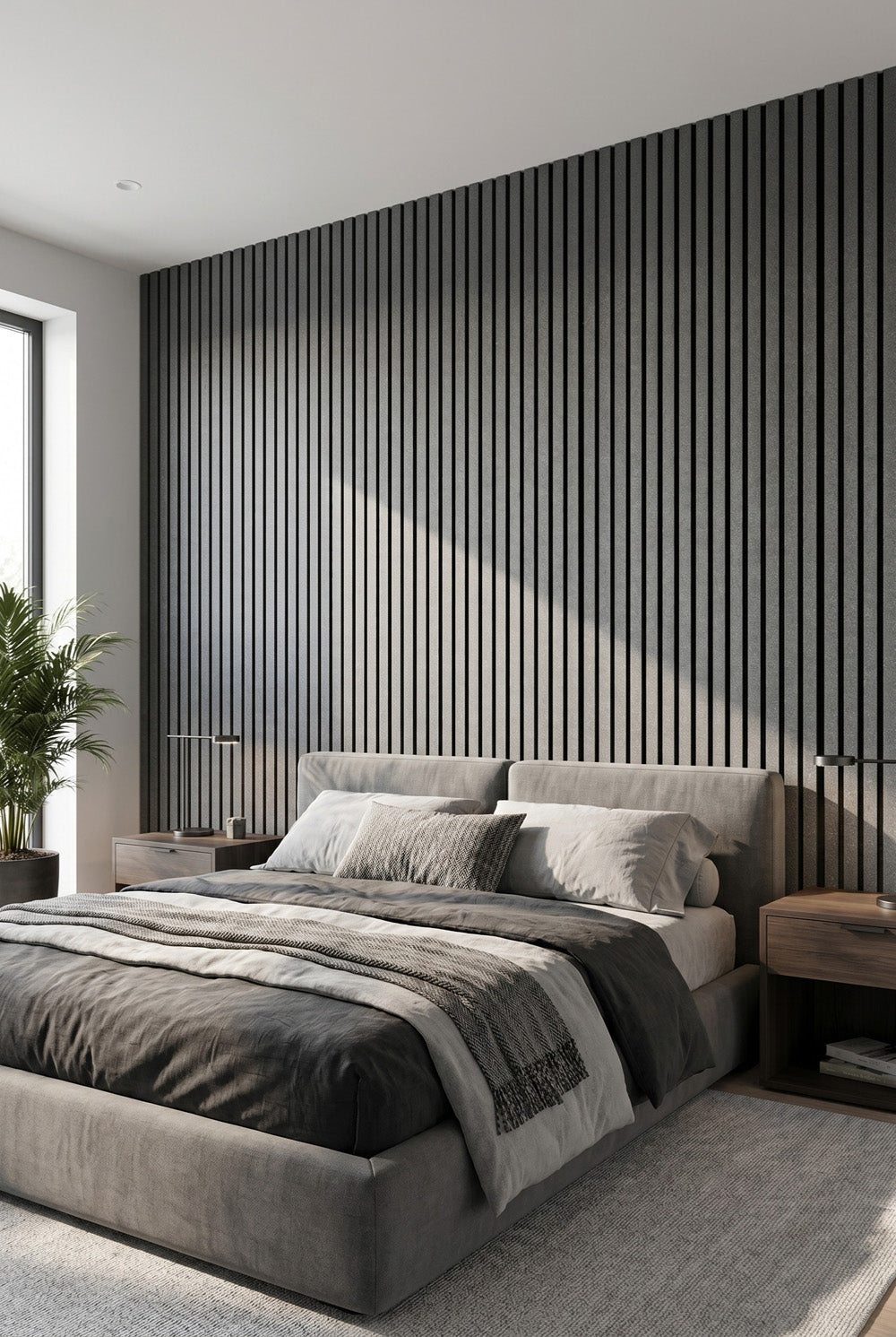 Silver Night - MDF & Vilt & 3-zijdig fineer - Akoestische panelen - 60 x 270 x 2 cm