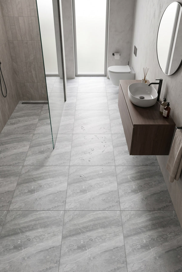 SPC Klick-Vinylboden - Ash Grey - Marmoroptik - 60 x 60 cm