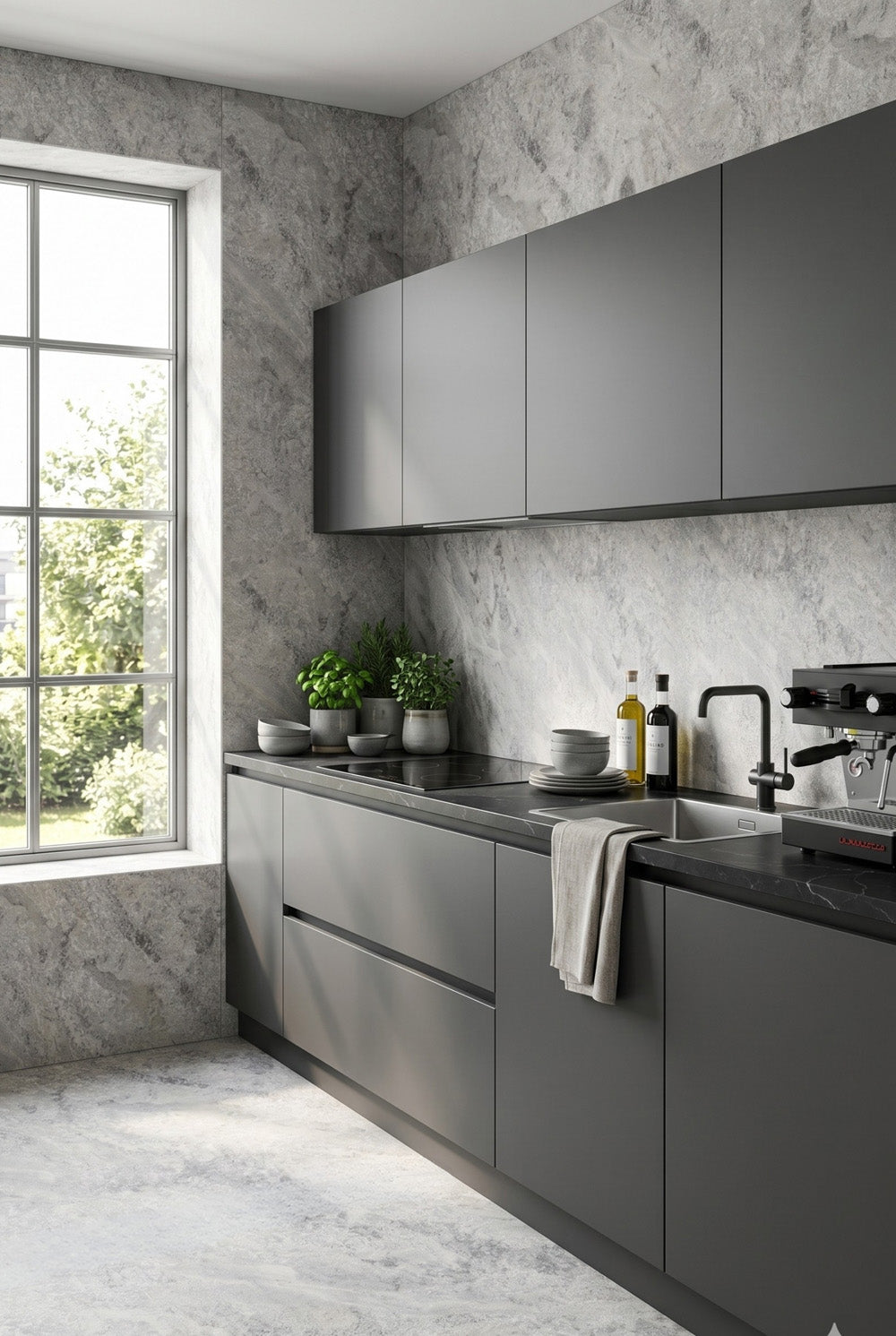 SPC-Wandpaneel - Beige Stone (Matt) - Marmoroptik - 120 x 260 cm