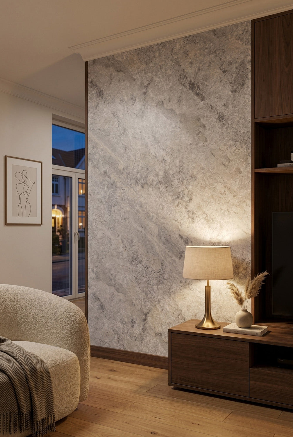 SPC-Wandpaneel - Beige Stone (Matt) - Marmoroptik - 120 x 260 cm