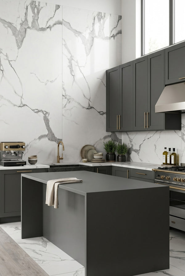 SPC-Wandpaneel - Bianco Carrara (Matt) - Marmoroptik - 120 x 260 cm