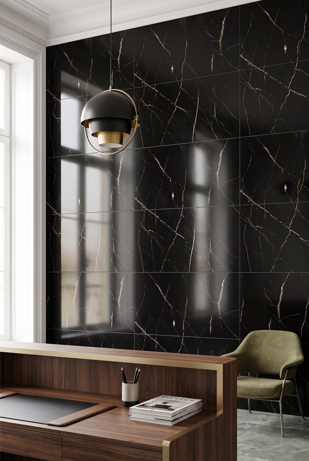 SPC-wandpaneel - Calacatta Zwart - Marmerlook - 60 x 120 cm