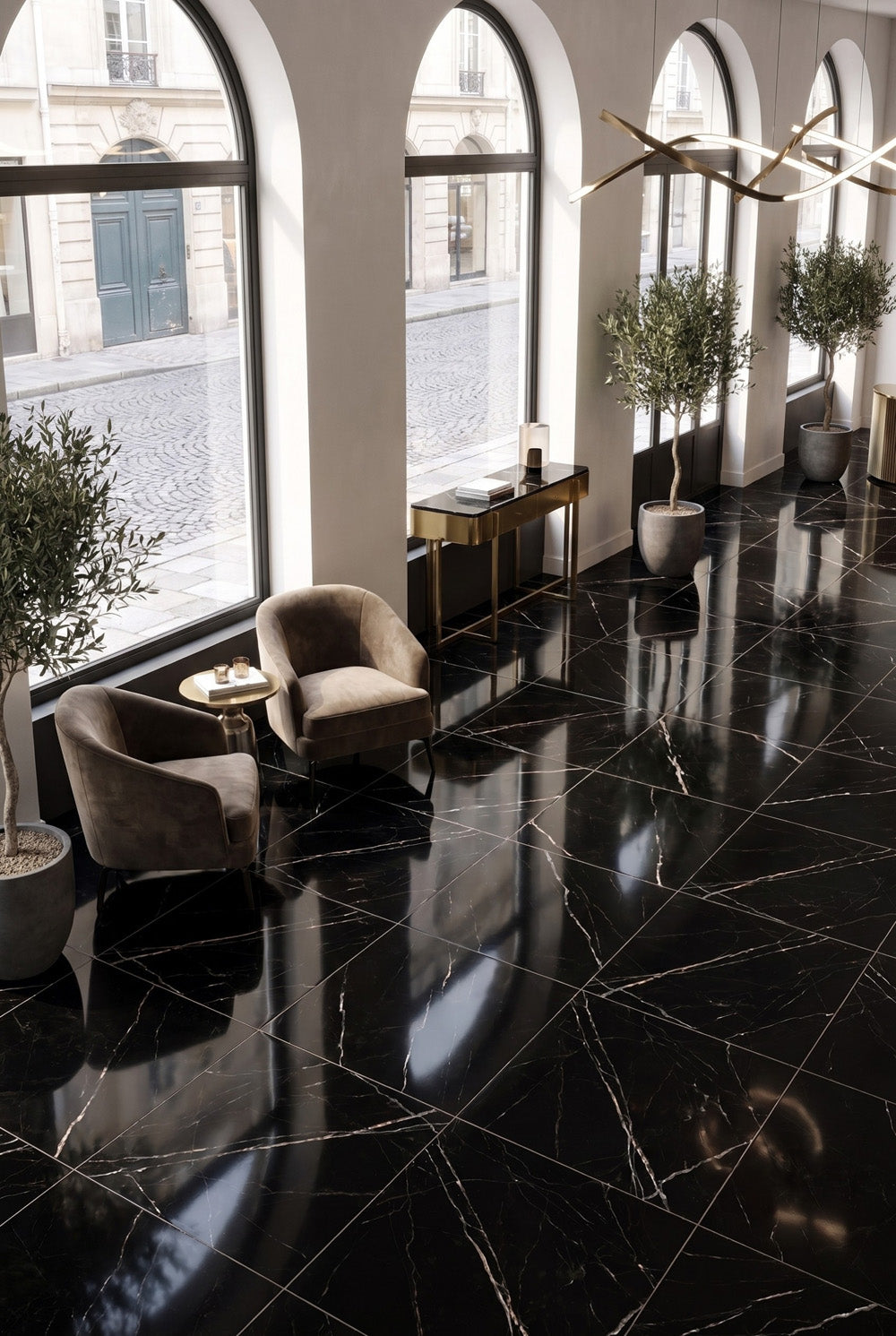 SPC-klikvinylvloer - Calacatta Zwart - Marmerlook - 60 x 60 cm