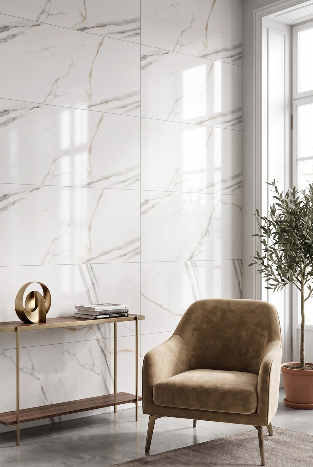 SPC-wandpaneel - Calacatta wit - marmerlook - 60 x 120 cm