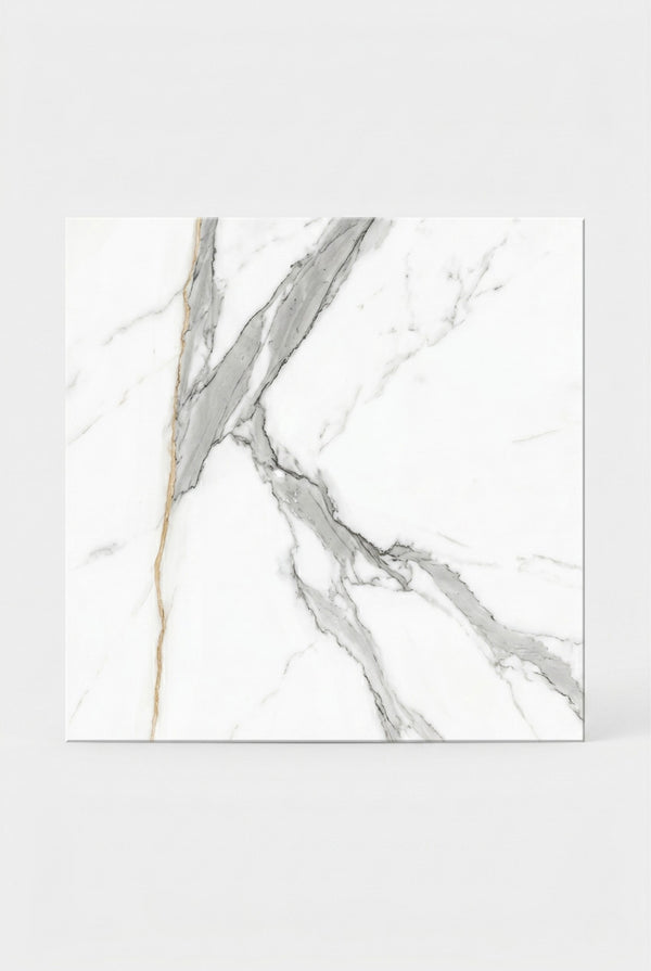 SPC Klick-Vinylboden - Calacatta Weiß - Marmoroptik - 60 x 60 cm