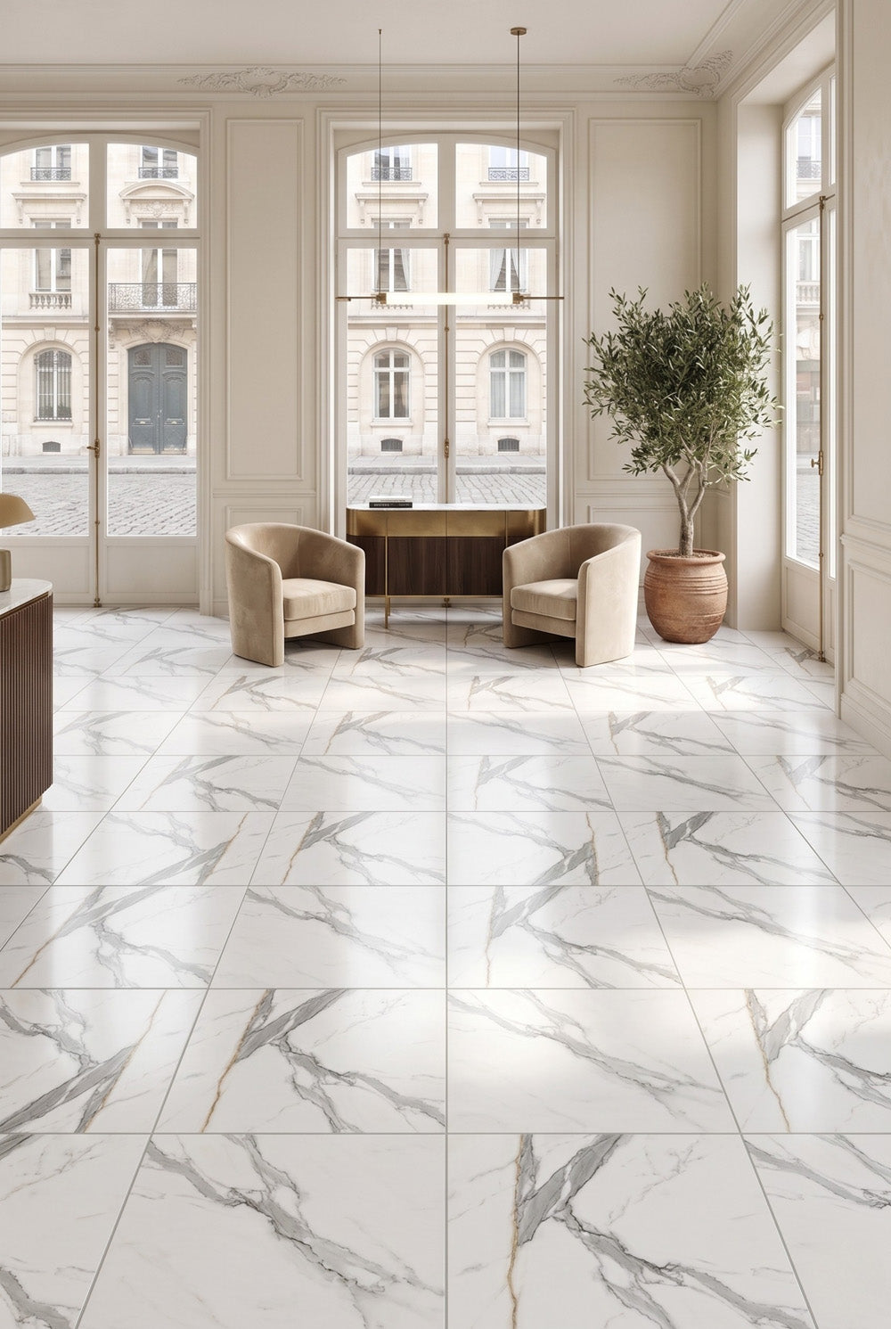 SPC Klik-Vinylvloer - Calacatta Wit - Marmerlook - 60 x 60 cm