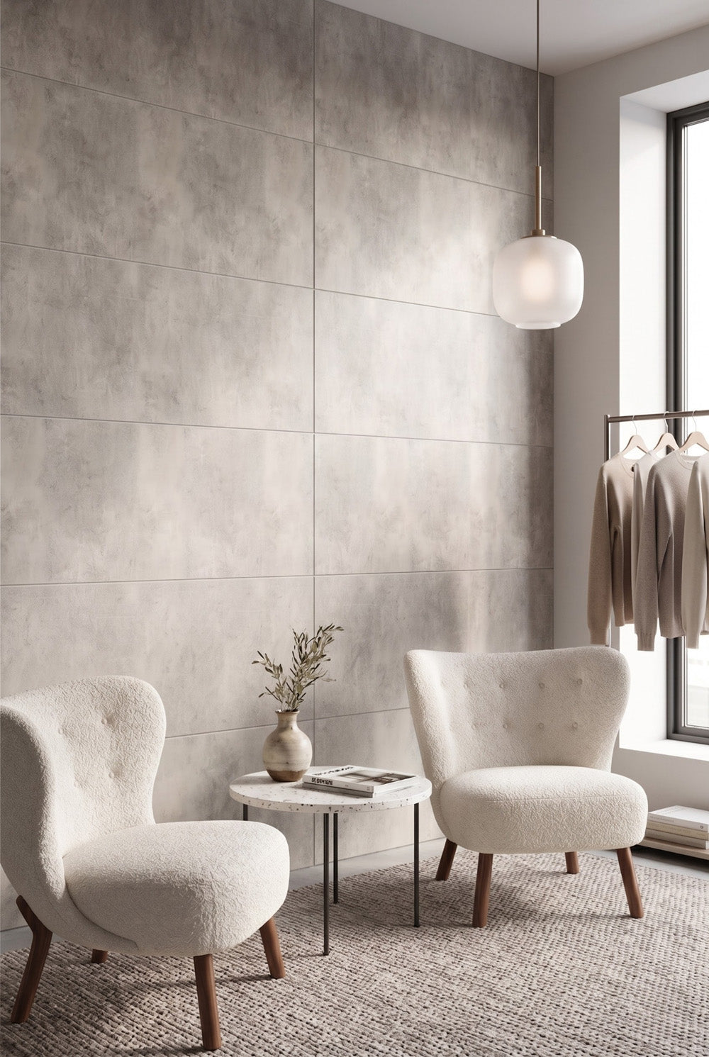 SPC-wandpaneel - Concrete Beige - Betonlook - 60 x 120 cm