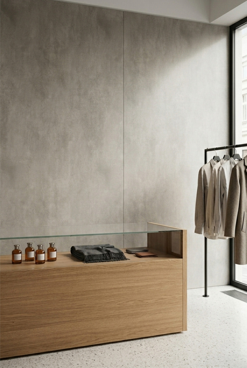 SPC-wandpaneel - Concrete Beige (mat) - betonlook - 120 x 260 cm