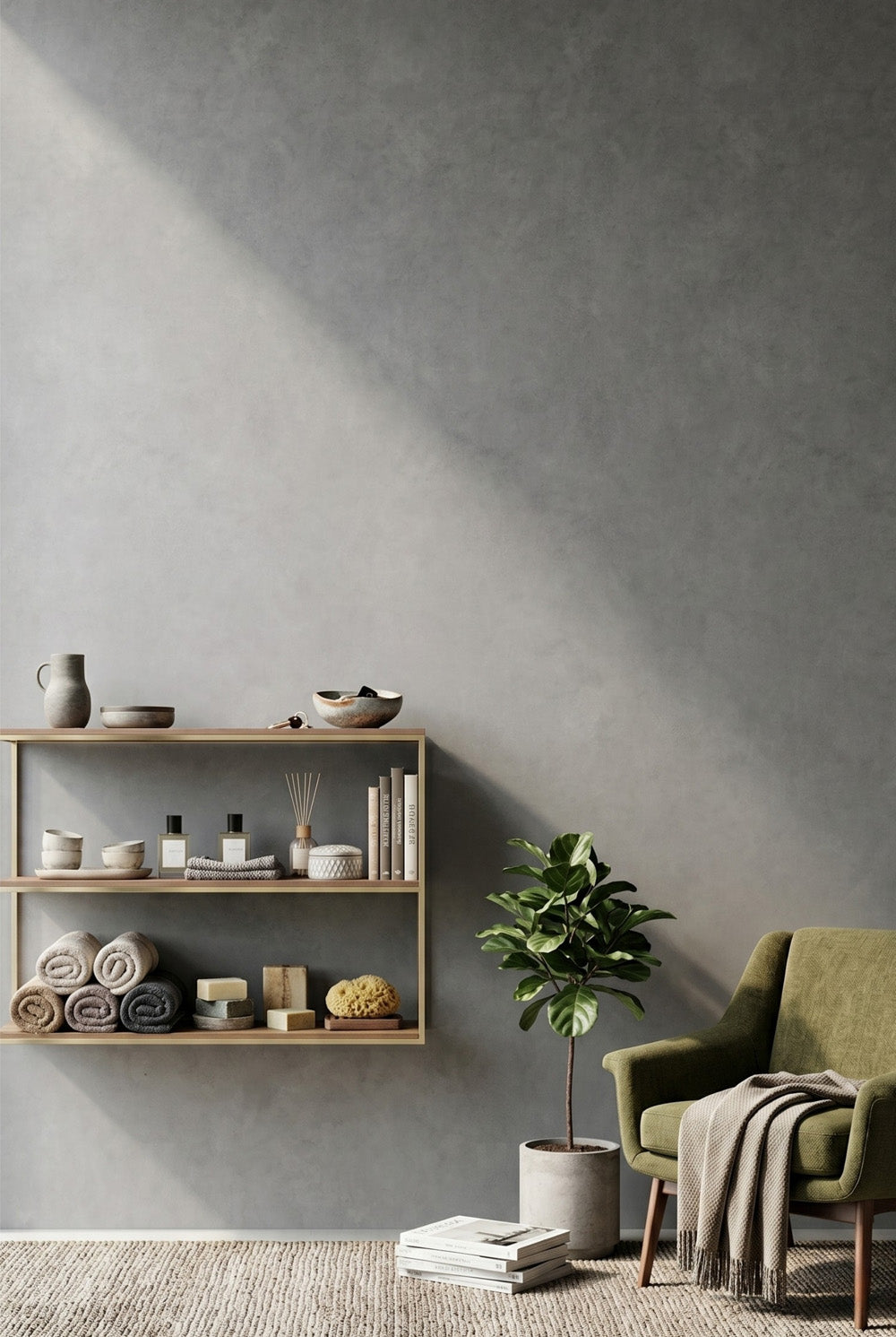SPC-Wandpaneel - Concrete Grey - Betonoptik - 120 x 260 cm