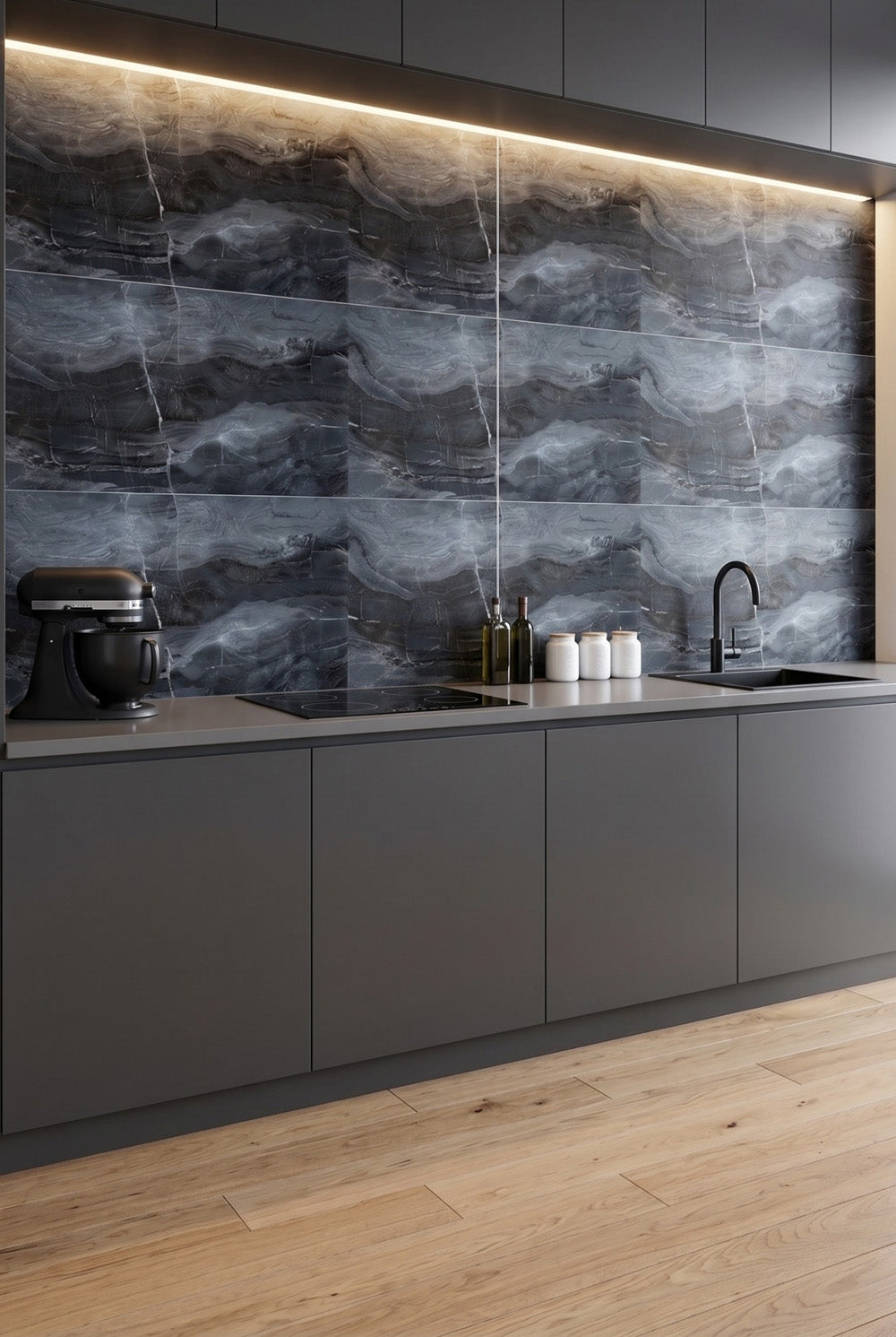 SPC-wandpaneel - Dark Stone - Marmerlook - 60 x 120 cm
