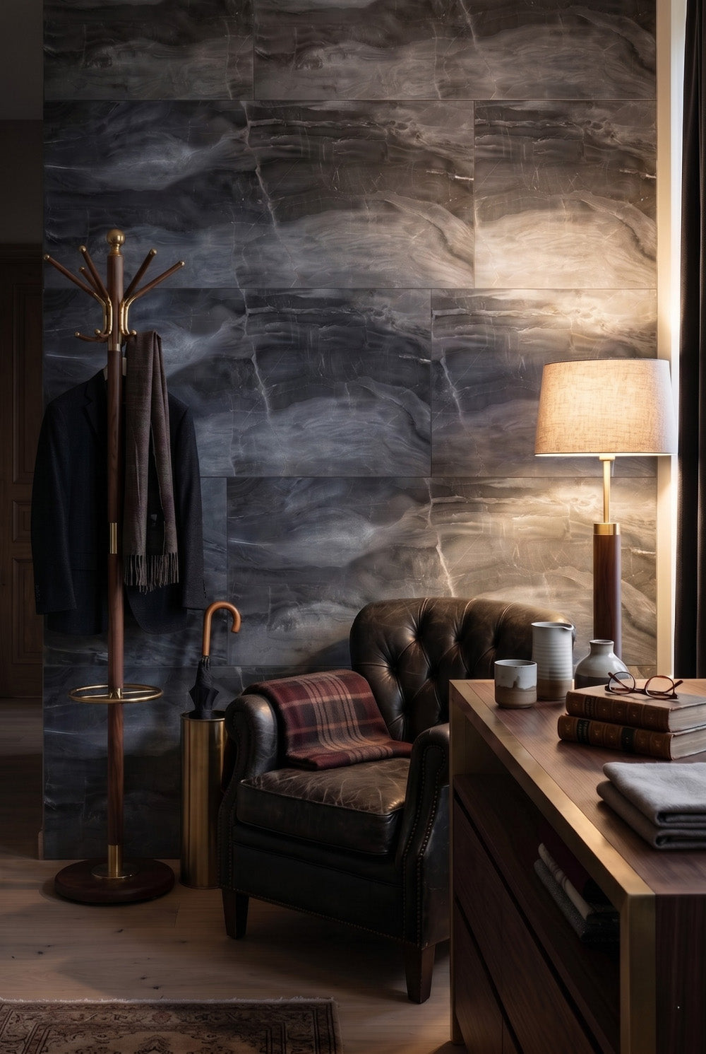 SPC-wandpaneel - Dark Stone - Marmerlook - 60 x 120 cm