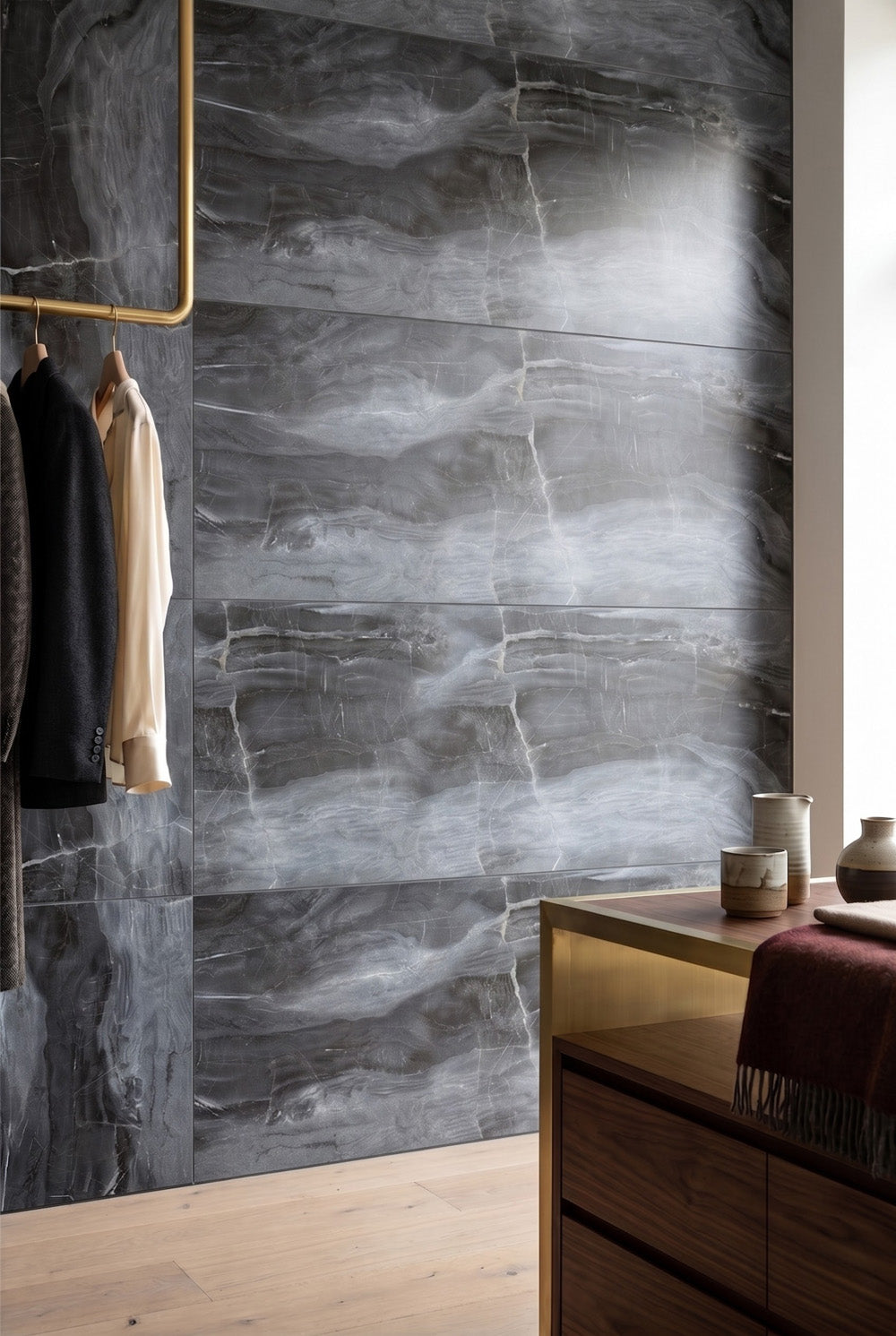 SPC-wandpaneel - Dark Stone - Marmerlook - 60 x 120 cm
