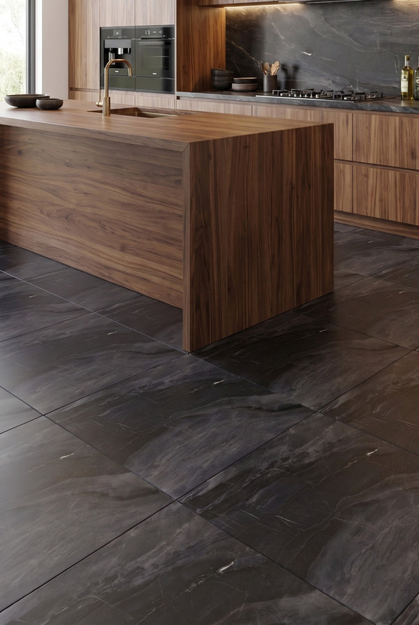 SPC Klick-Vinylboden - Dark Stone - Marmoroptik - 60 x 60 cm