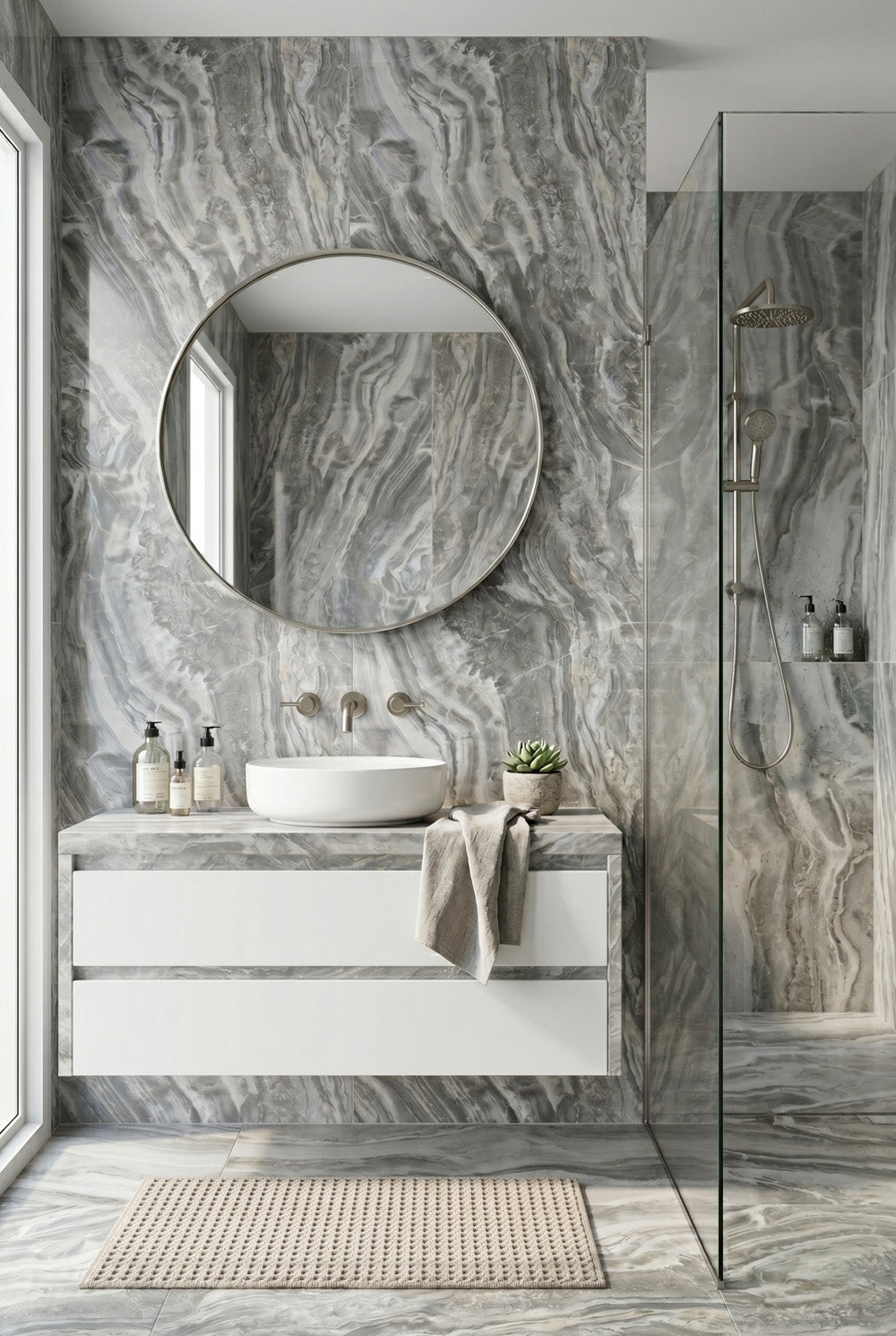 SPC-Wandpaneel - Light Onyx (Matt) - Marmoroptik - 96 x 280 cm