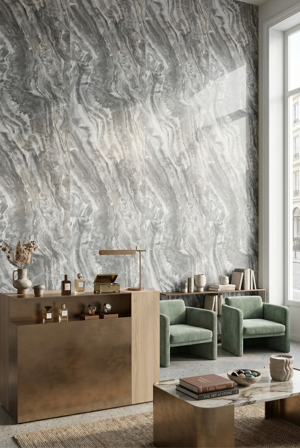 SPC-Wandpaneel - Light Onyx (Matt) - Marmoroptik - 96 x 280 cm