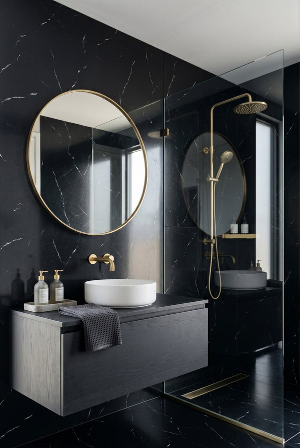 SPC-Wandpaneel - Mystisches Schwarz (Matt) - Marmoroptik - 120 x 260 cm