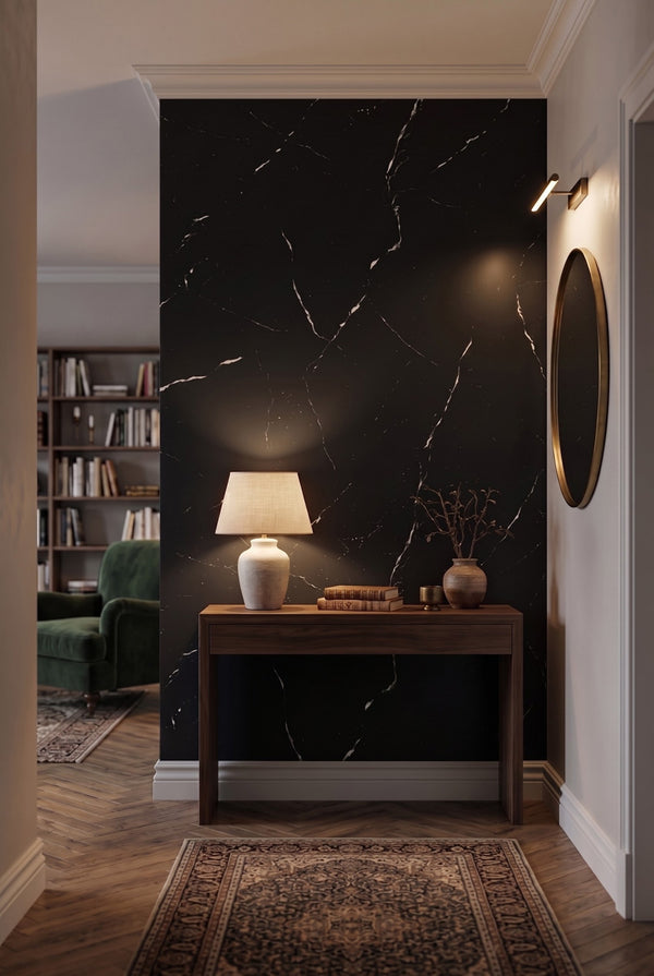 SPC-Wandpaneel - Mystisches Schwarz (Matt) - Marmoroptik - 120 x 260 cm