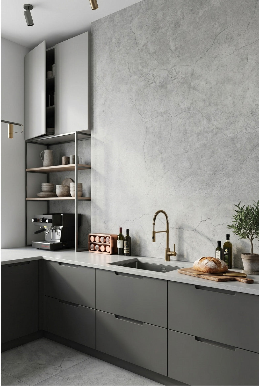 SPC-Wandpaneel - Rustikaler Stein (Matt) - Marmoroptik - 120 x 260 cm