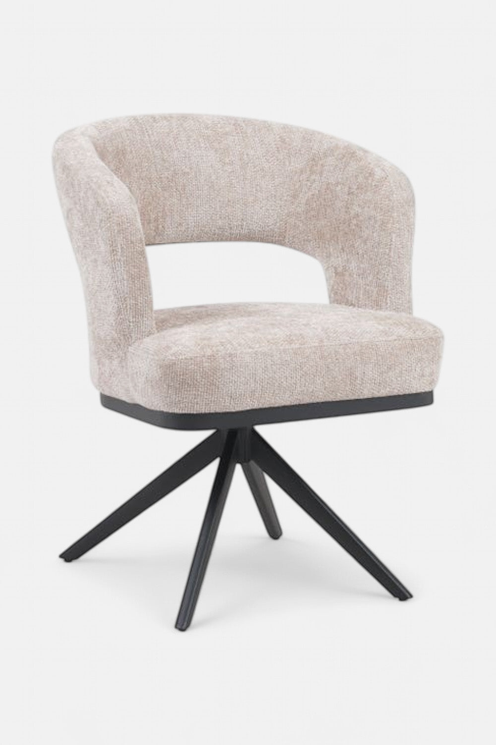 Vera Draaibare Eetkamerstoel - Beige Chenille - 360 Graden