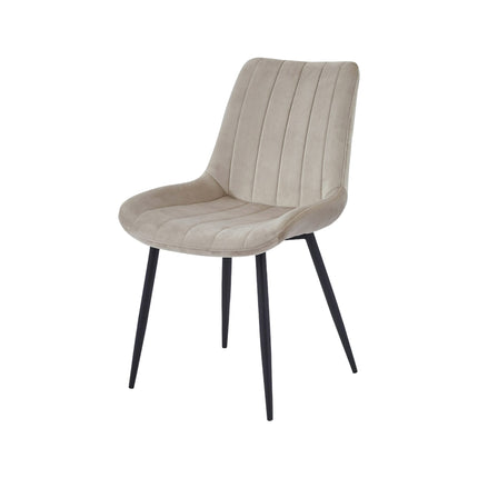 2 Stück Esszimmerstuhl - Verta - Beige - Samt