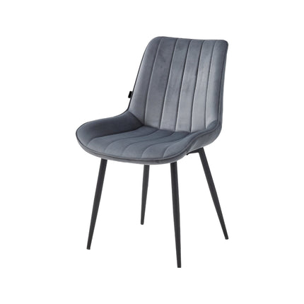 2 Stück Esszimmerstuhl - Verta - Grau - Samt
