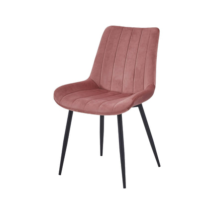 2 Stück Esszimmerstuhl - Verta - Rosa - Samt