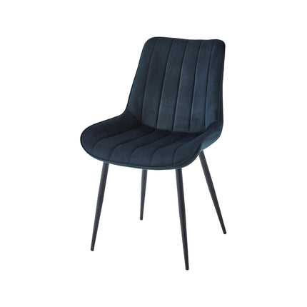 2 Stück Esszimmerstuhl - Verta - Schwarz - Samt