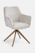 Yade Draaibare Eetkamerstoel - Beige Chenille - Gouden Poten - 180 Graden