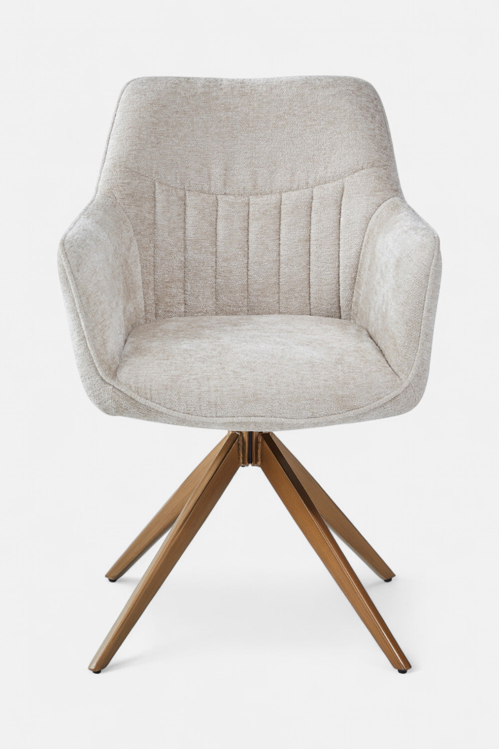Yade Draaibare Eetkamerstoel - Beige Chenille - Gouden Poten - 180 Graden