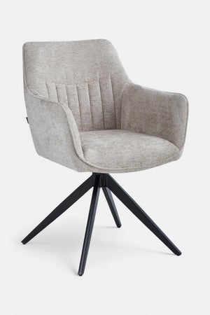 Yade Draaibare Eetkamerstoel - Taupe Chenille - 180 graden
