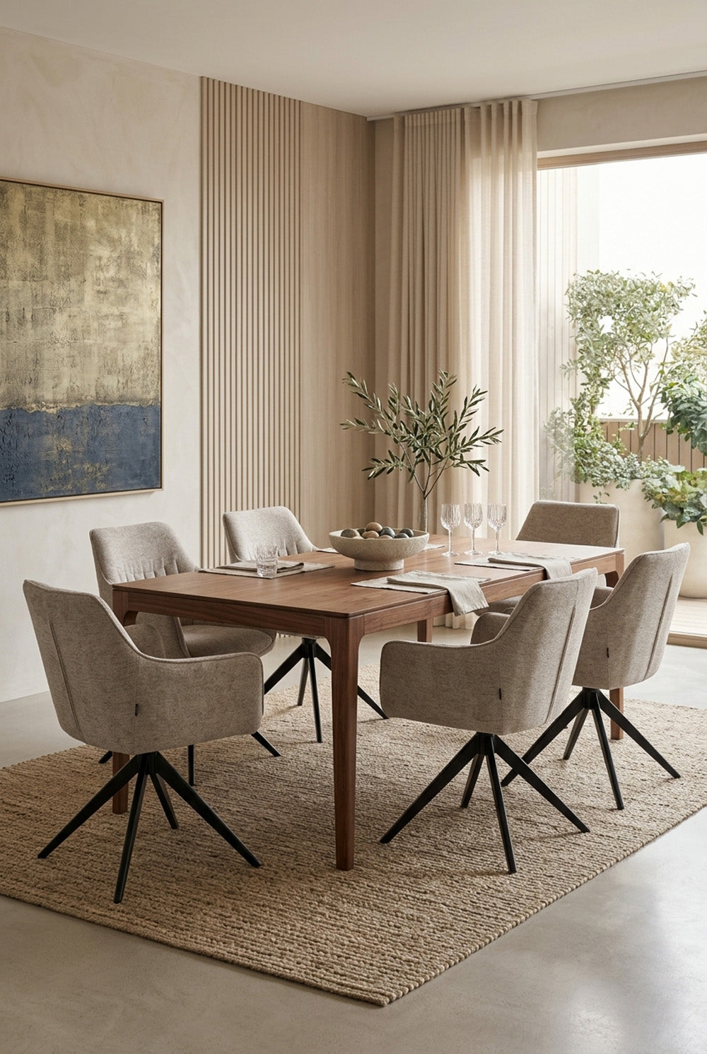 Yade Draaibare Eetkamerstoel - Taupe Chenille - 180 graden