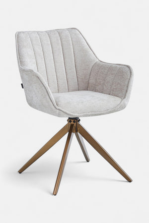 Yasmin Eetkamerstoel - Beige Chenille - Gouden Poten