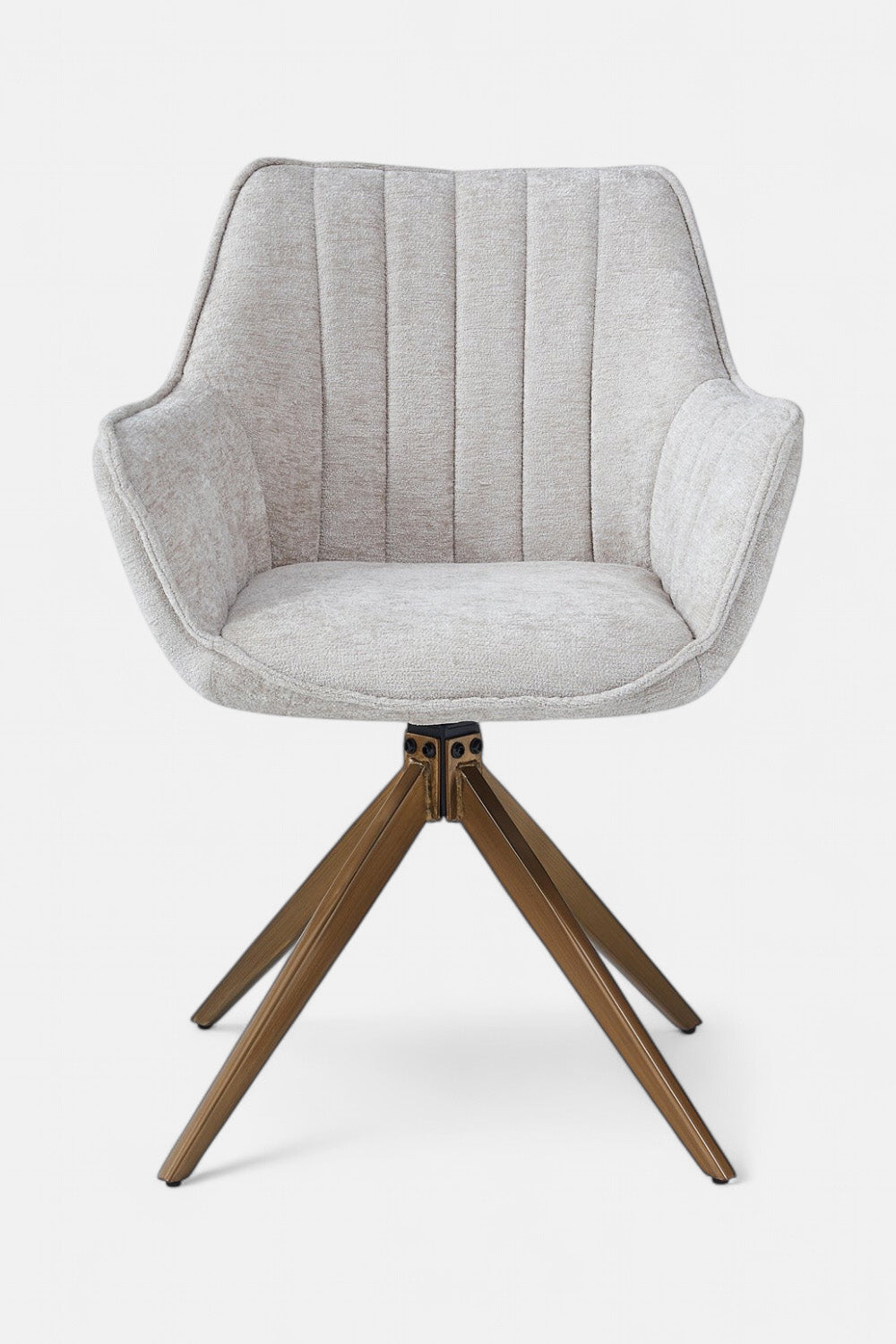 Yasmin Eetkamerstoel - Beige Chenille - Gouden Poten