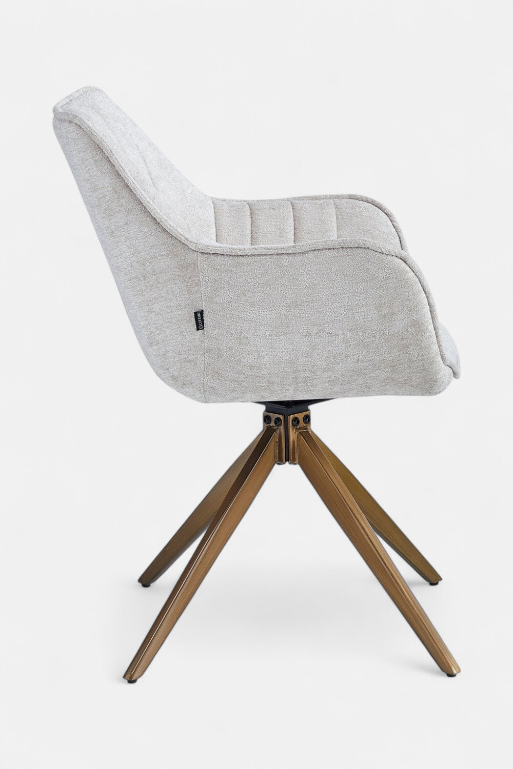 Yasmin Eetkamerstoel - Beige Chenille - Gouden Poten